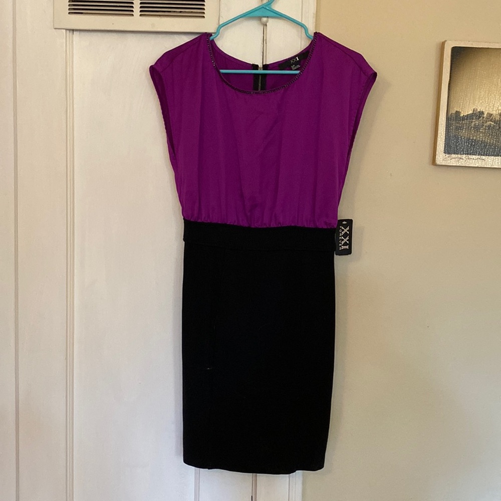 Forever 21 Dress Purple Shell and Attached Black Skirt